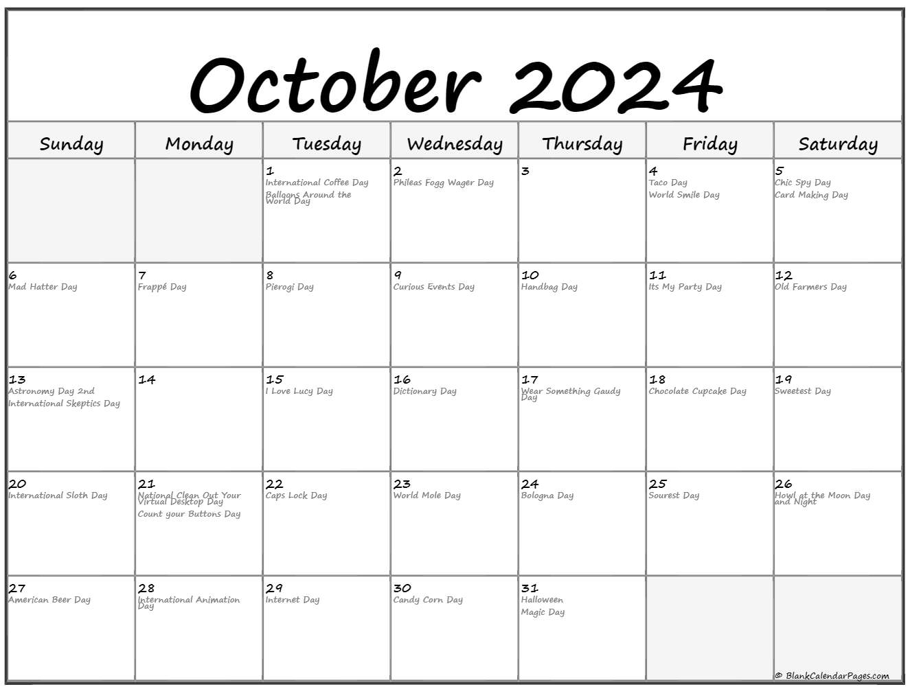 Collection Of October 2020 Calendars With Holidays
