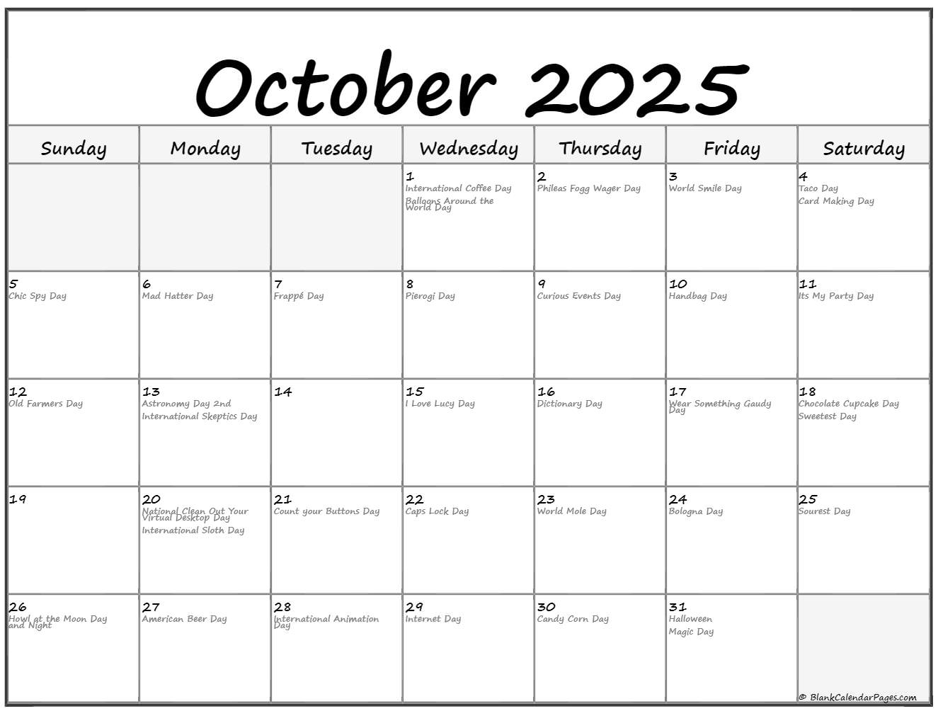 Collection Of October 2020 Calendars With Holidays