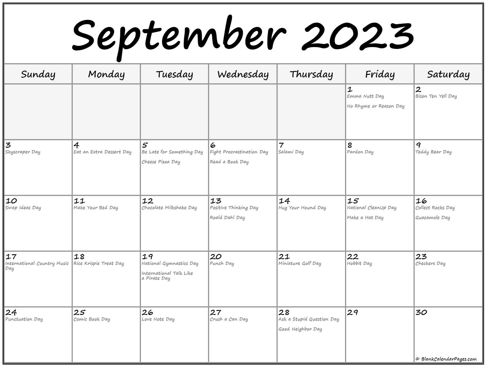 September 2023 Calendar National - Get Calendar 2023 Update