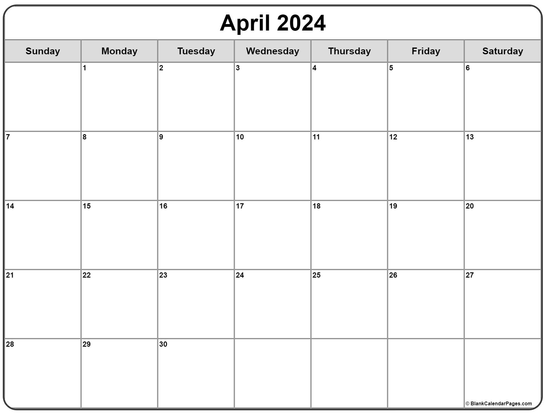 Free Printable April 2023 Calendar Template