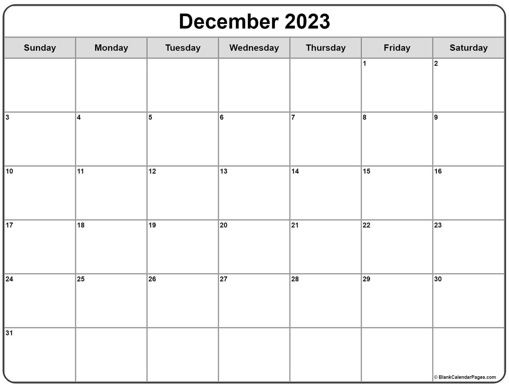 December 2023 calendar free printable calendar