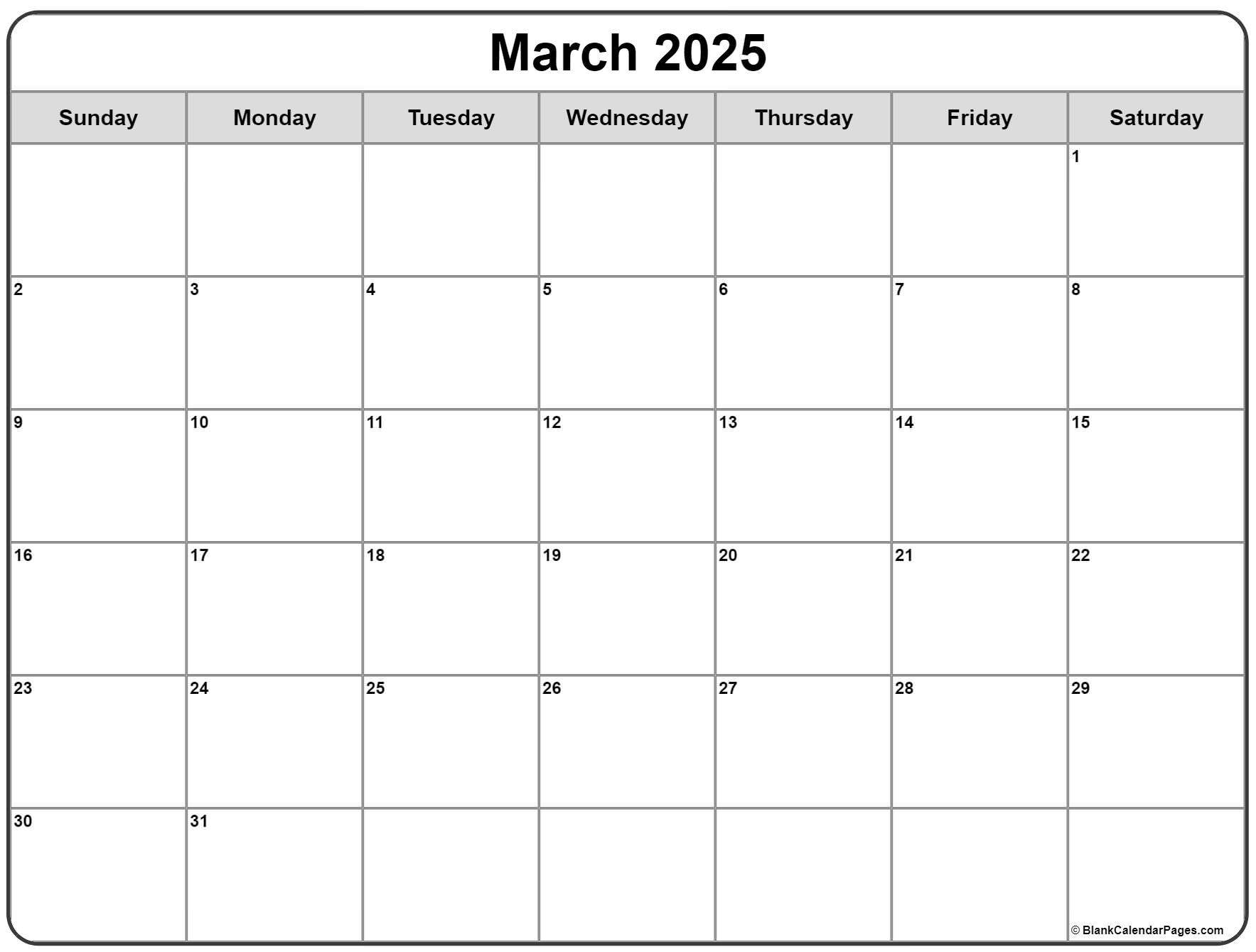 2025 March Calendar Blank Templates Free Alma Lyndel