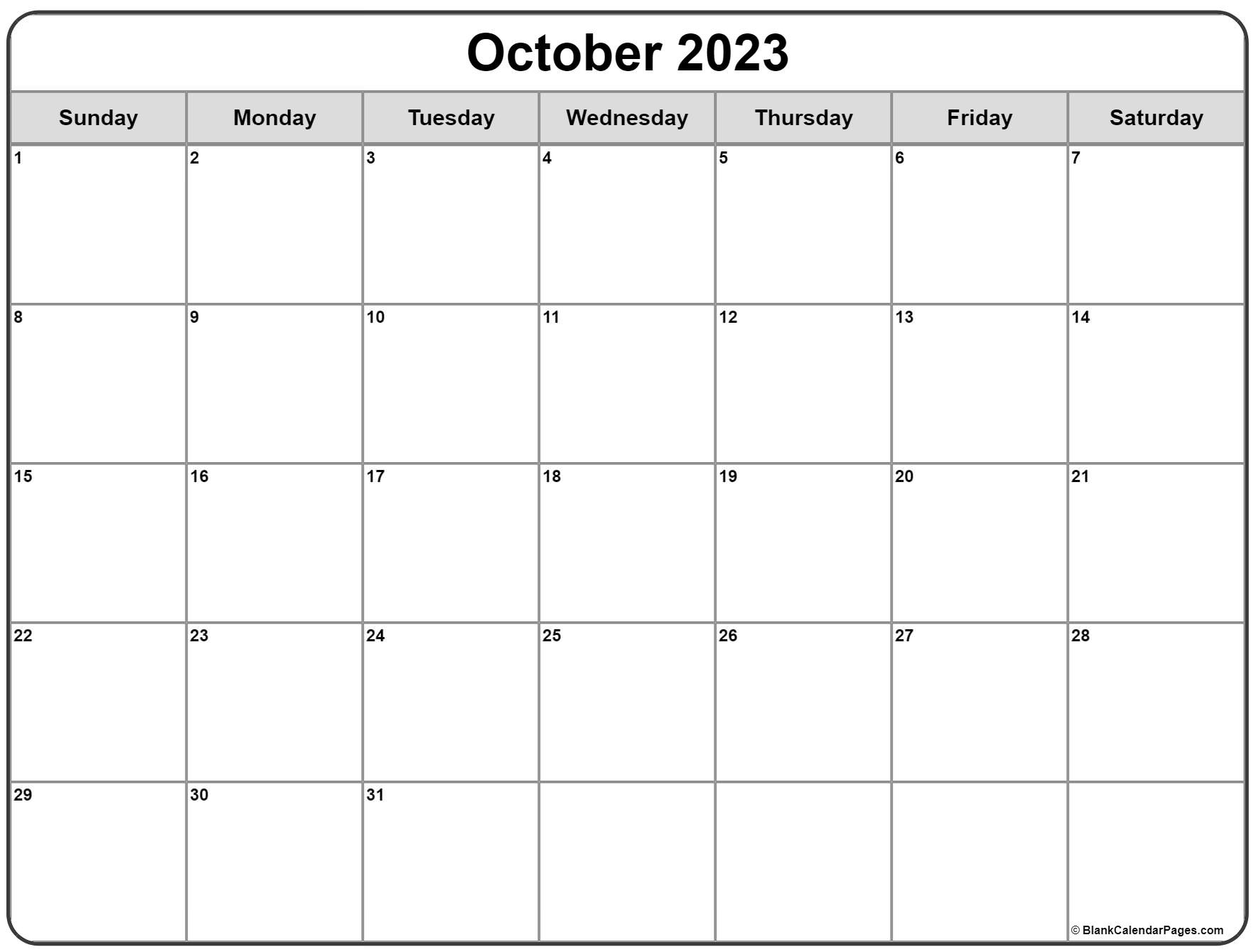 October 2023 calendar | free printable calendar
