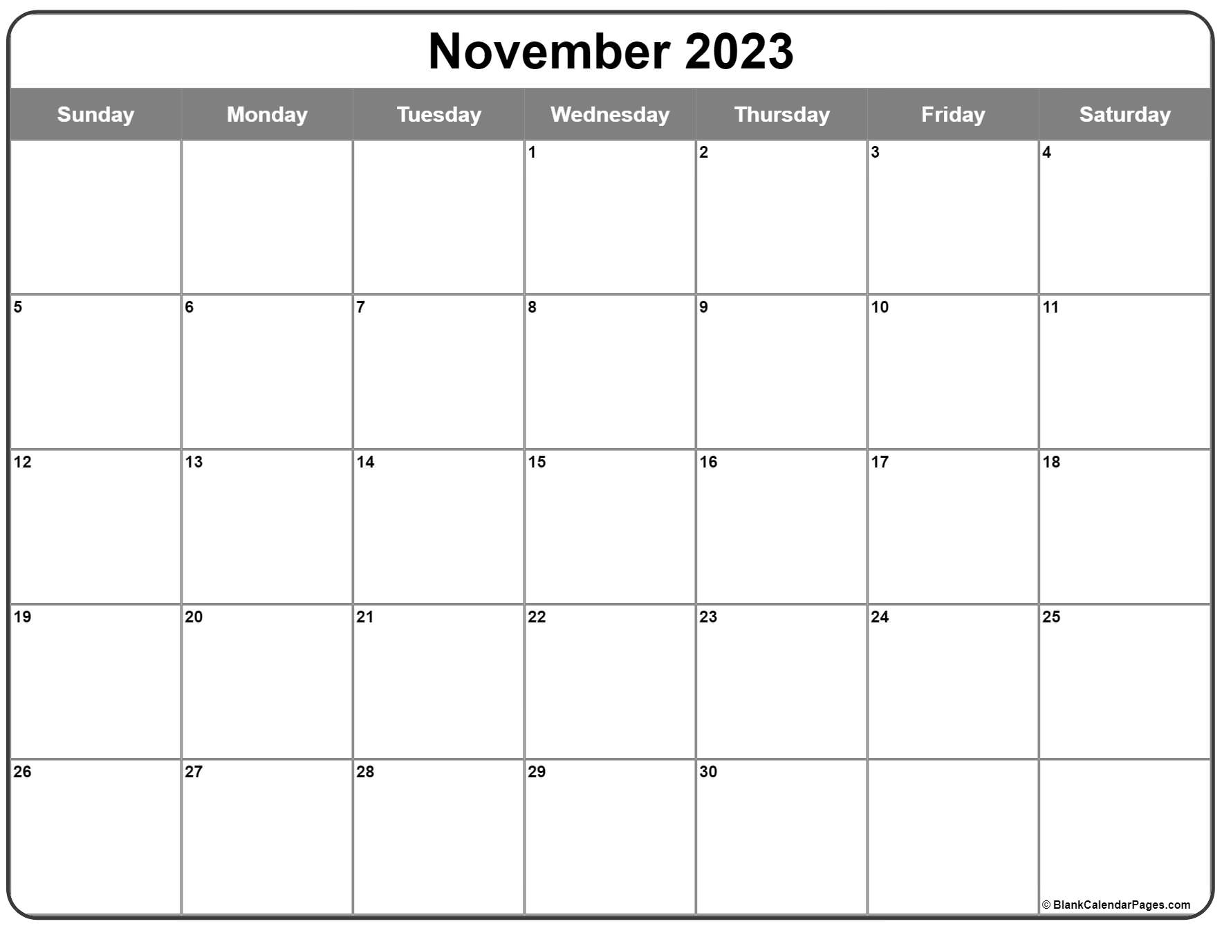 November 2023 Calendar Free Printable Calendar November 2023 