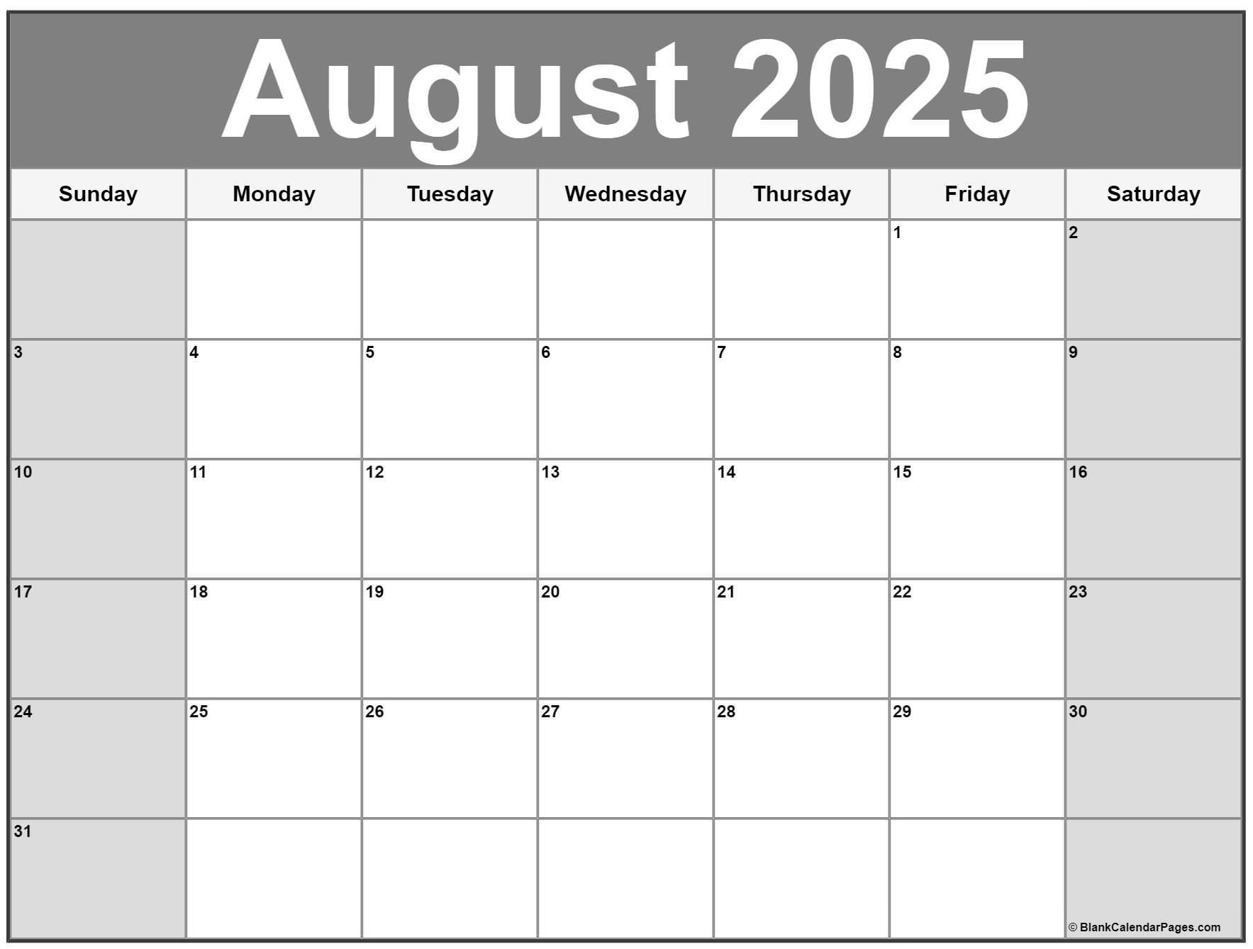 August 2025 calendar free printable calendars