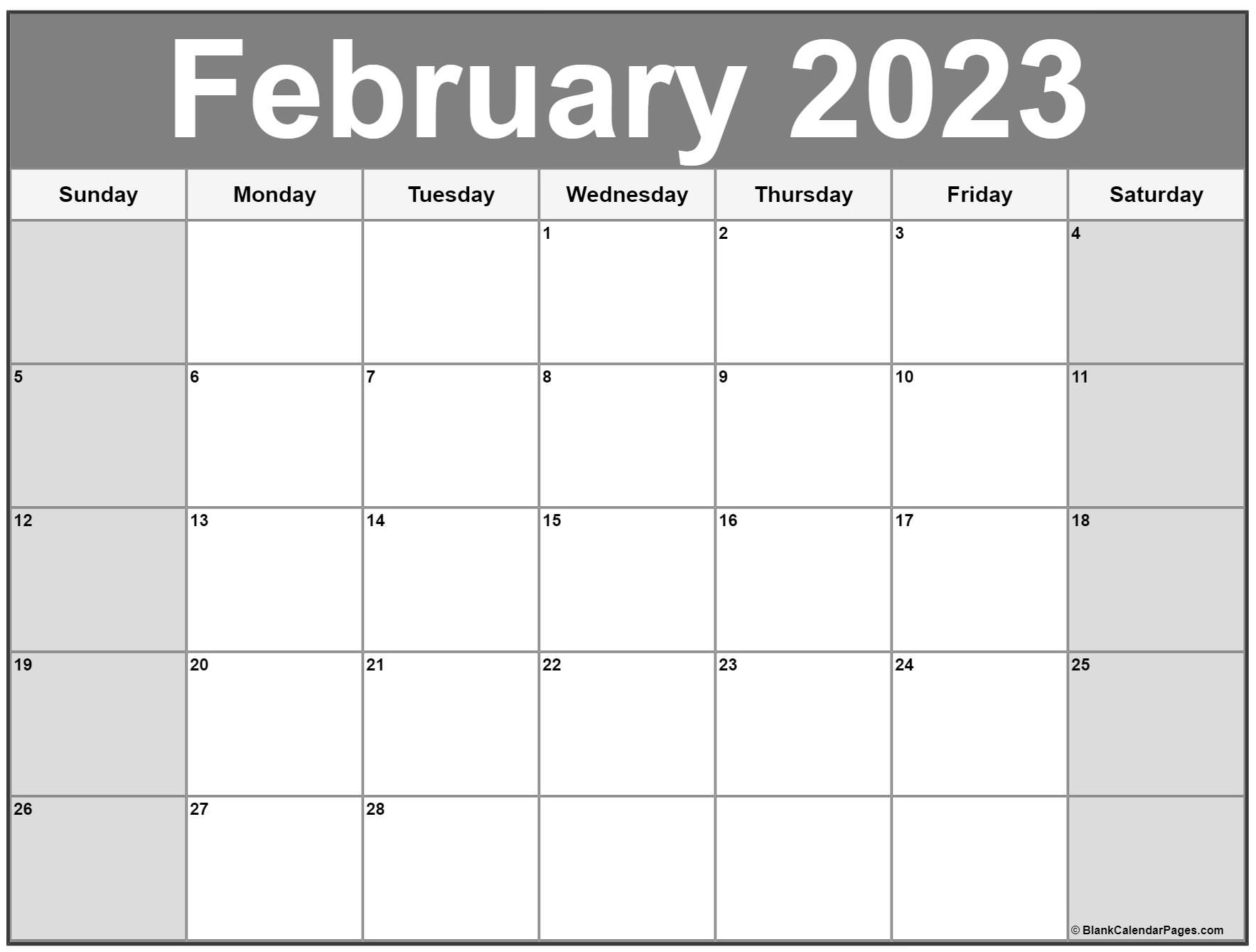 February 2023 Calendar Free Printable Calendar