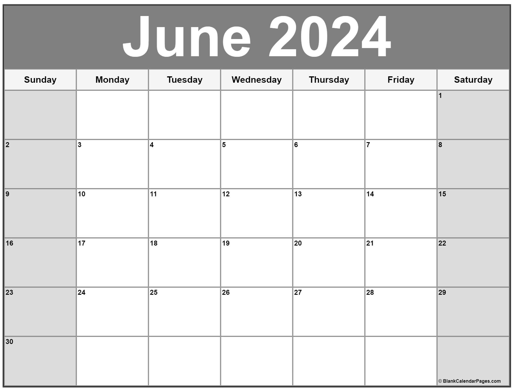 Printable Calendar Of June