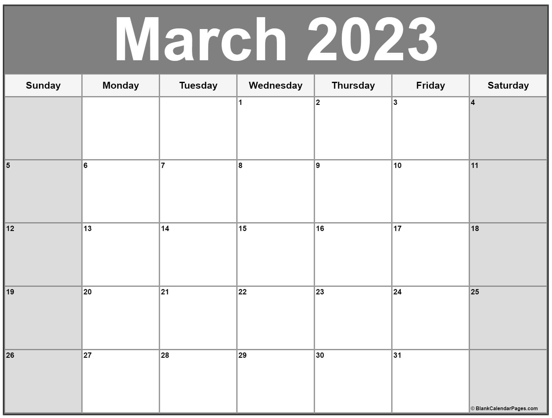 2023 printable calendar by month