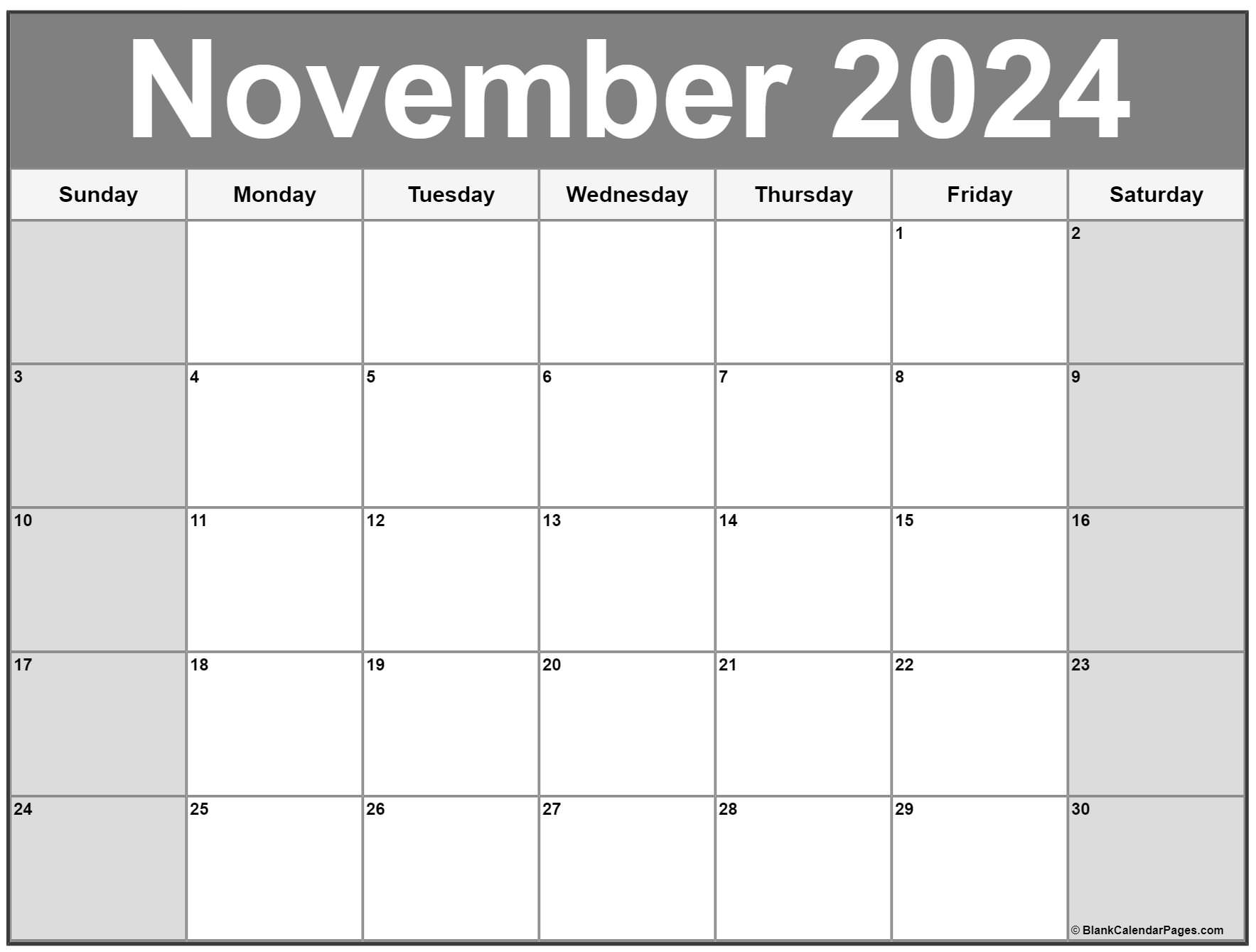 2024 November Calendars - Handy Calendars