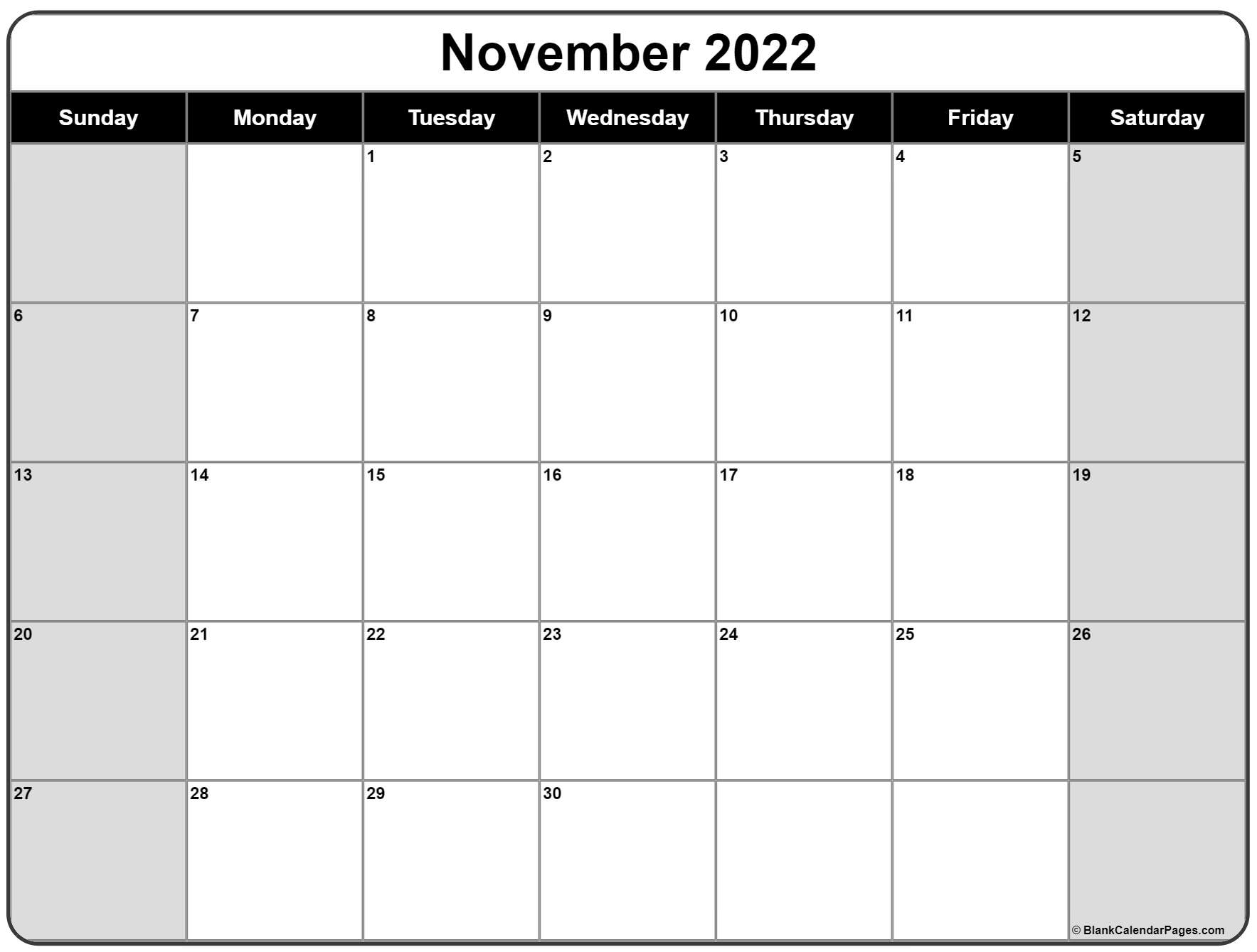 November 2022 Calendar Free Printable Calendar