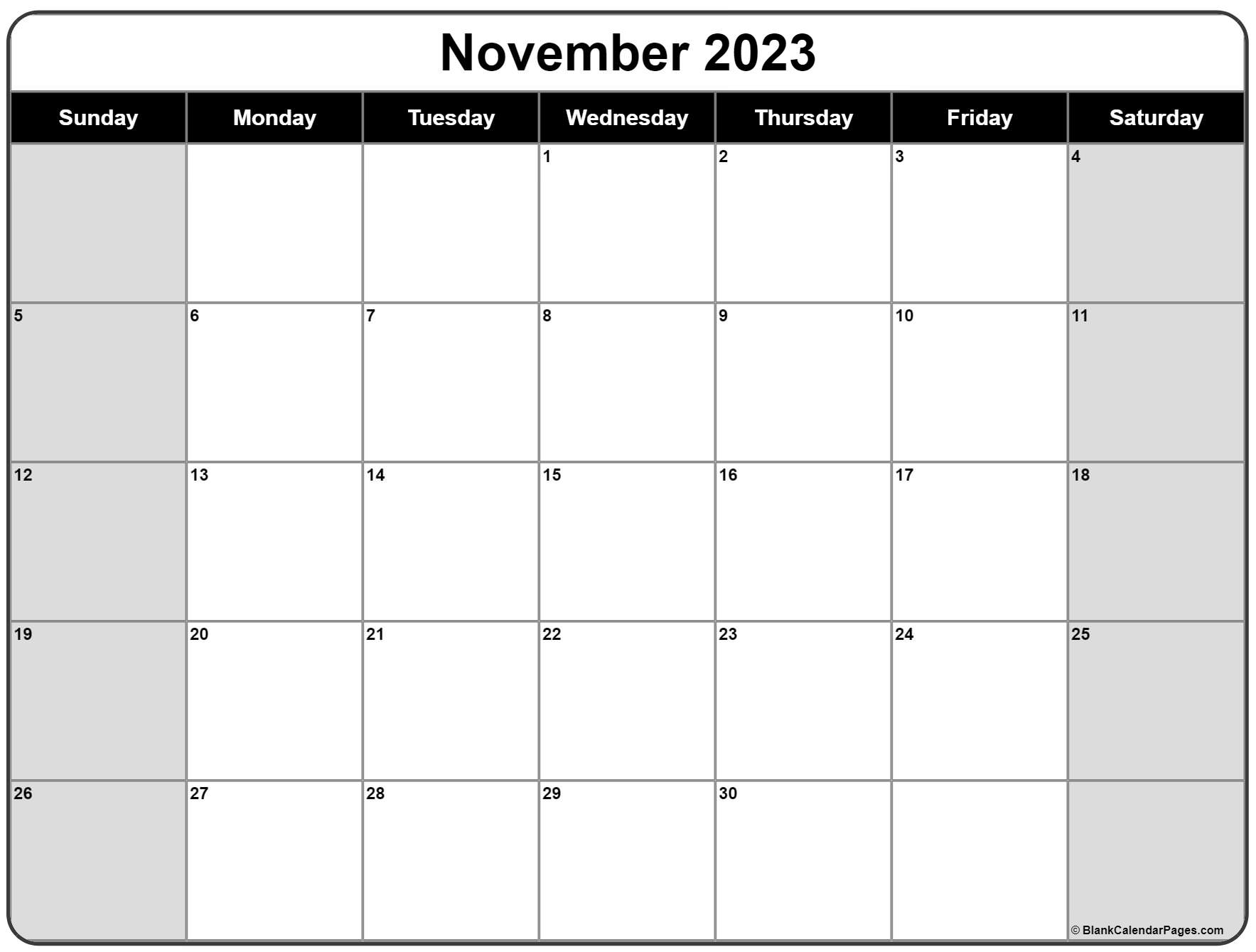 Printable Calendar November 2023 November 2023 calendar free printable calendar templates