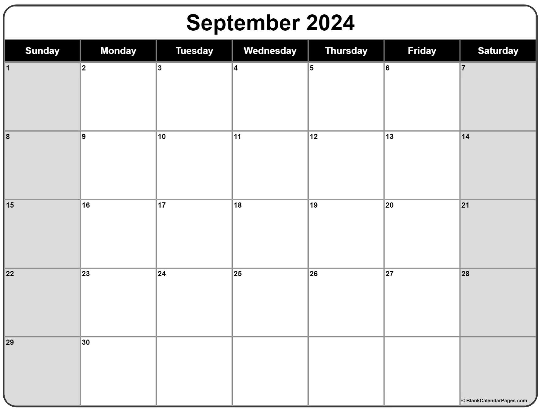 United States 2024 September Calendar Blank Form Susy Zondra