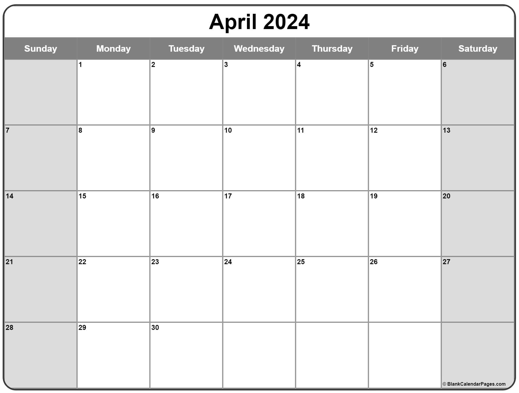 Downloadable Free Printable April 2024 Calendar With Holidays 