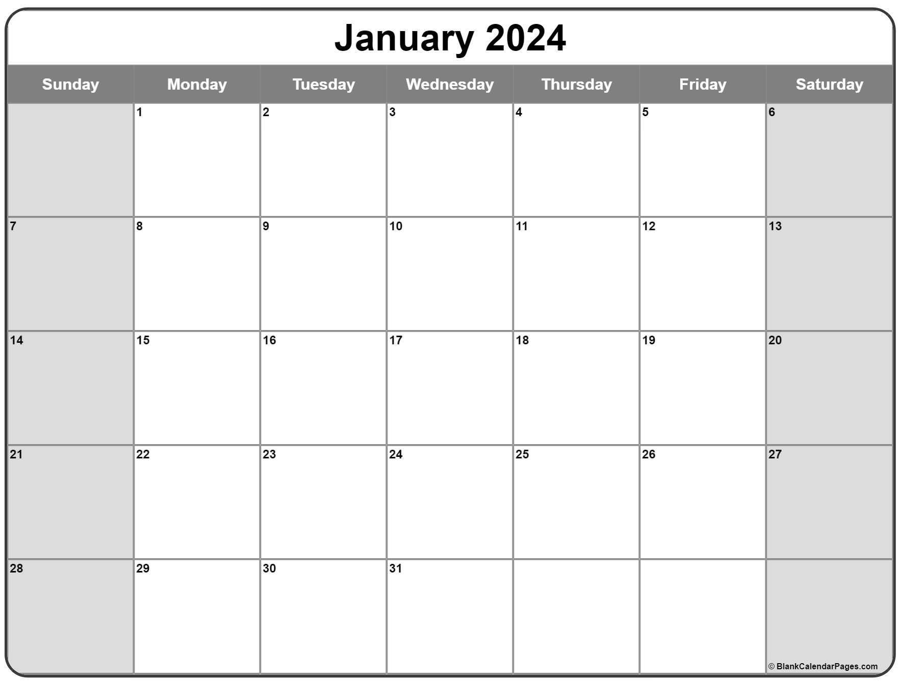 January 2024 calendar | free printable calendar