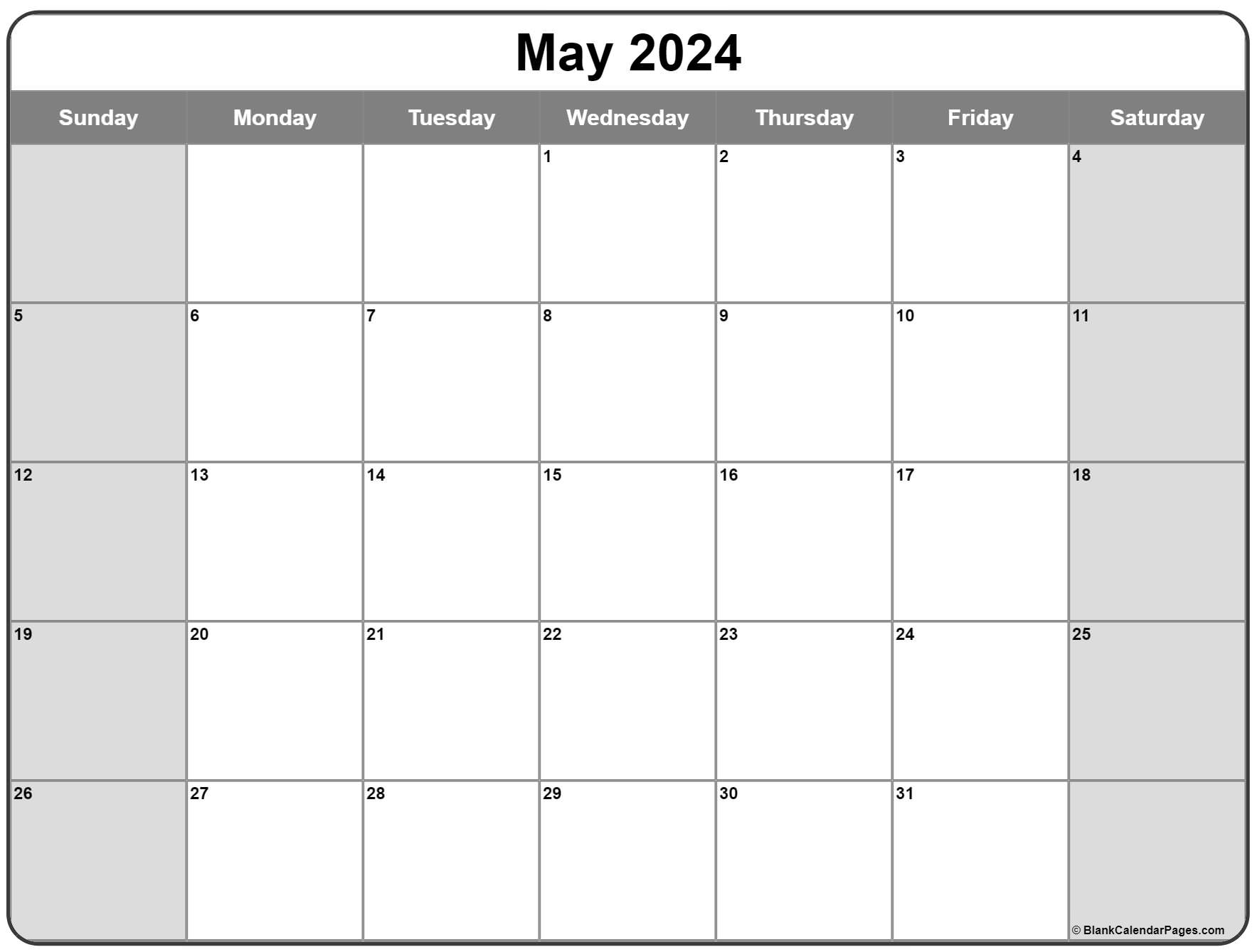 May 2023 Blank Monthly Calendar Riset