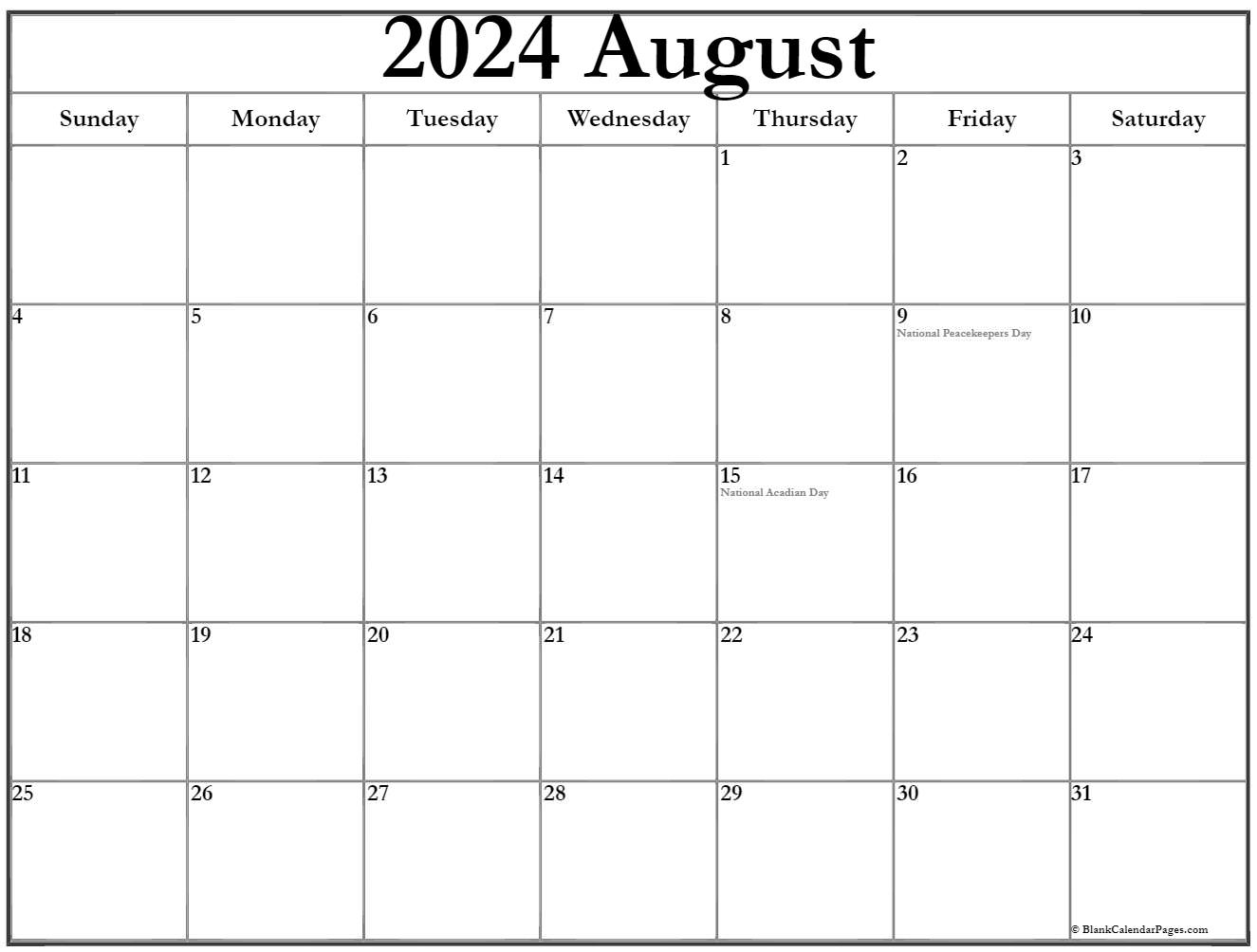 August 2021 with holidays calendar