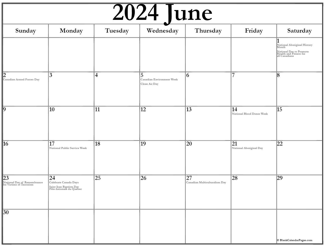 Collection of June 2020 calendars with holidays