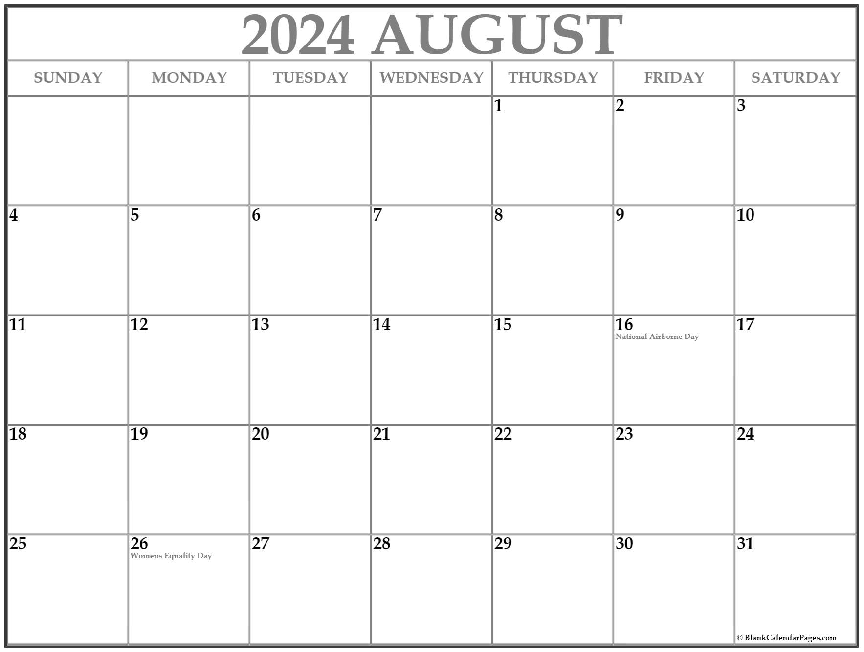 Collection Of August 2020 Calendars With Holidays