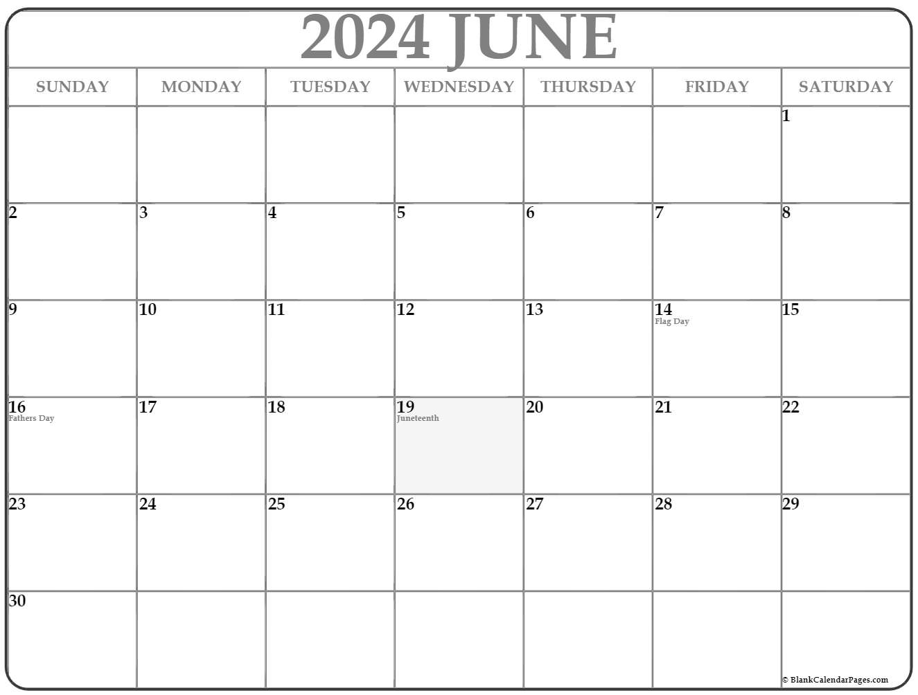 June 2021 Calendar With Holidays