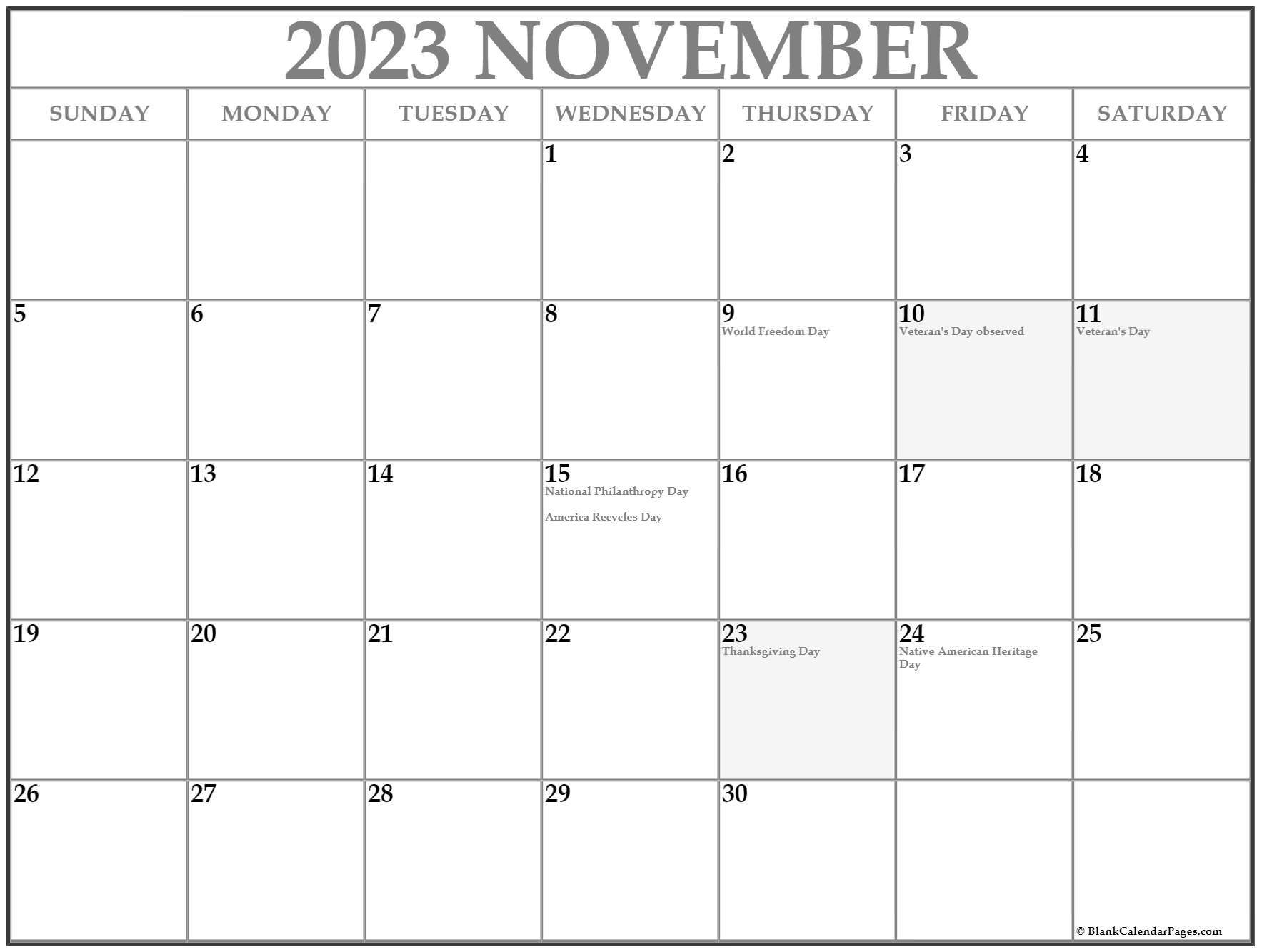 November 2023 Calendar With Holidays Time and Date Calendar 2023 Canada