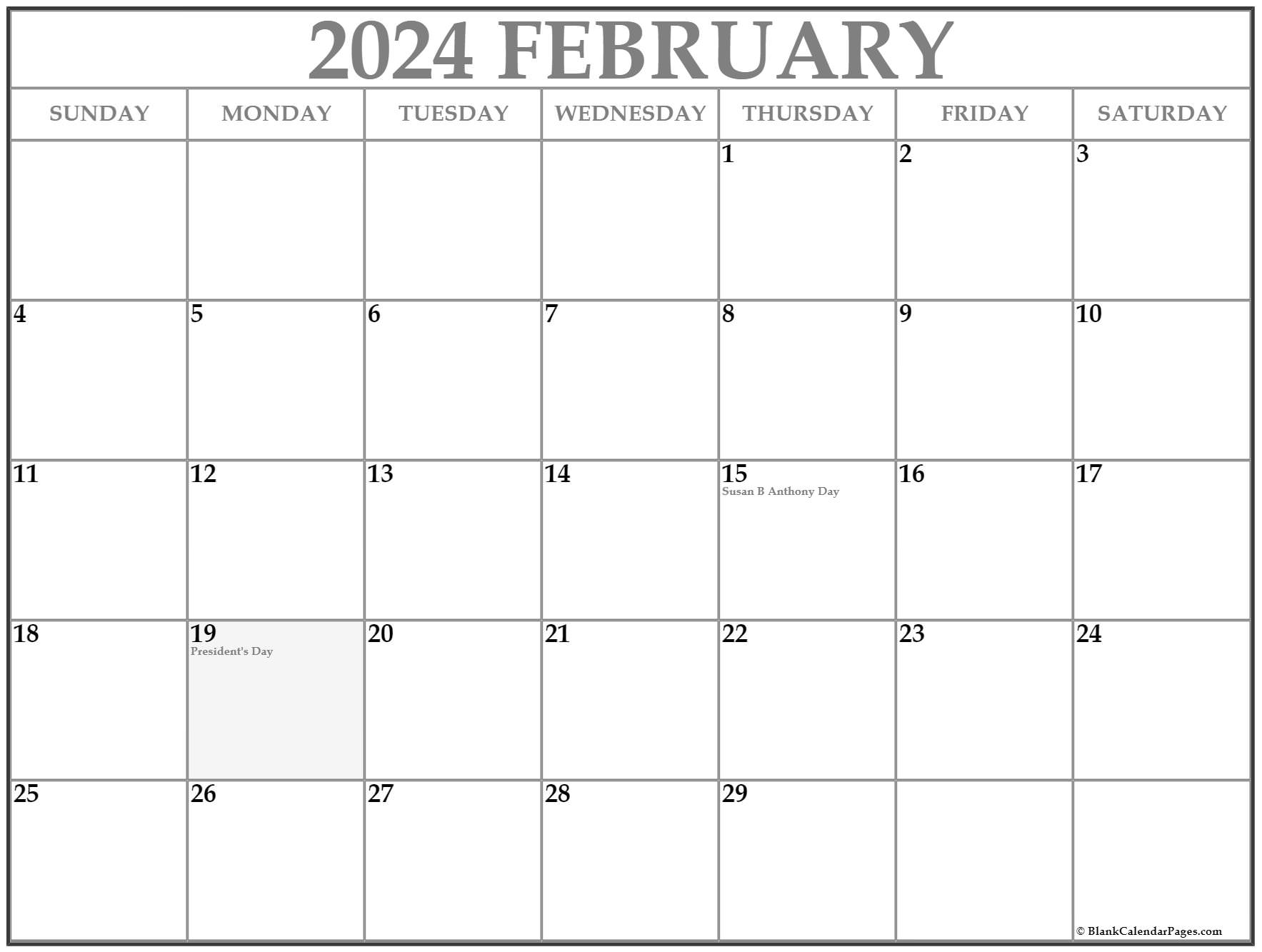 Free Printable February 2024 Calendar With Holidays Pdf Free Download