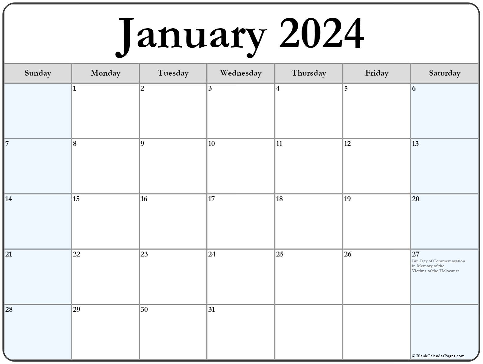 January 2021 with holidays calendar
