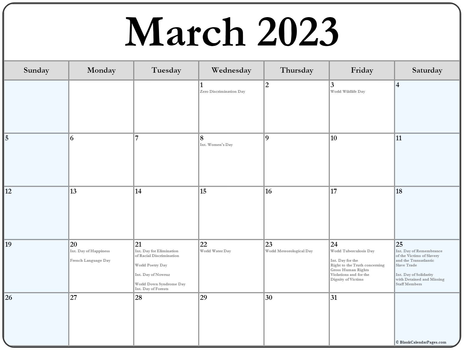 March 2023 Holiday Calendar Us Get Calendar 2023 Update