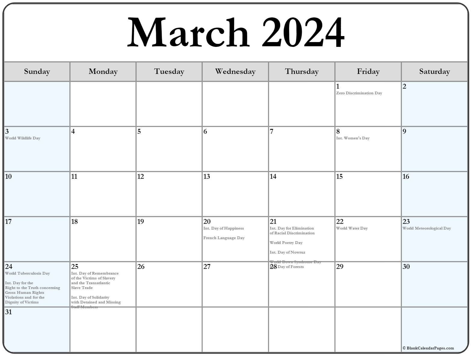 March 2024 Calendar With Events 2024 CALENDAR PRINTABLE