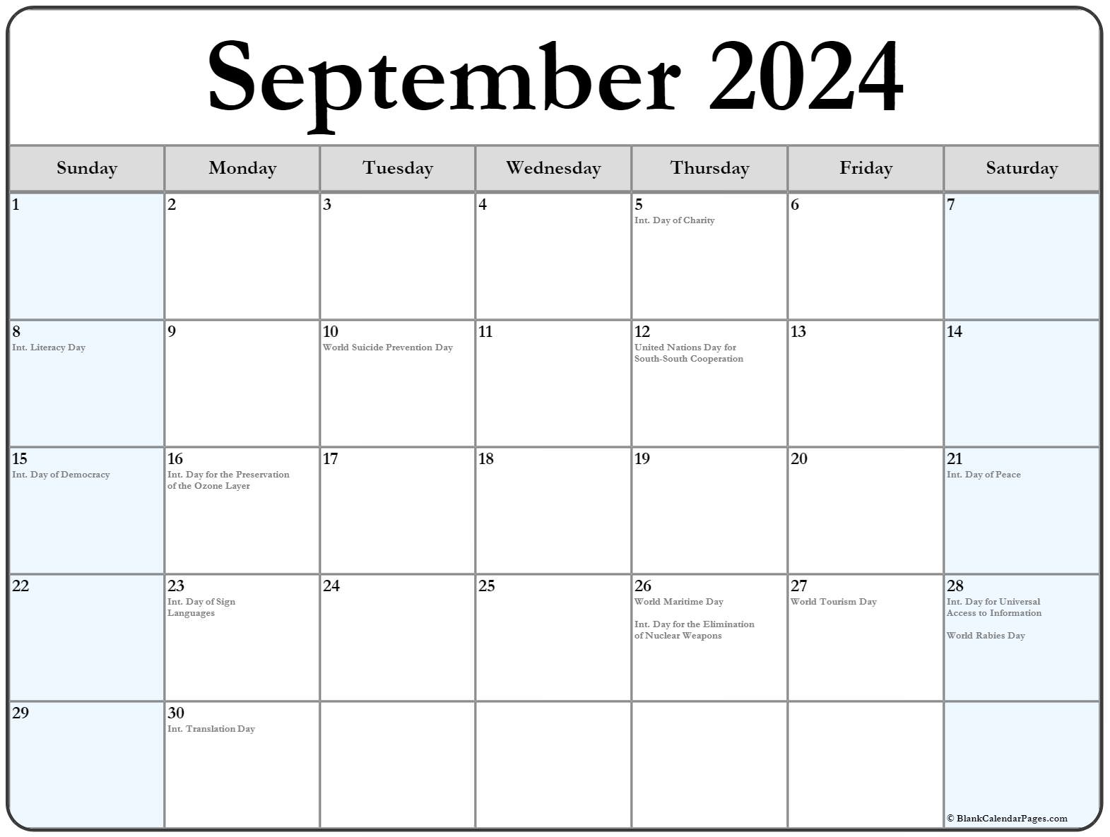 September 2024 with holidays calendar