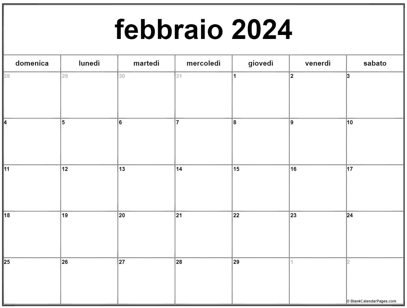 febbraio 2024 calendario gratis italiano Calendario febbraio