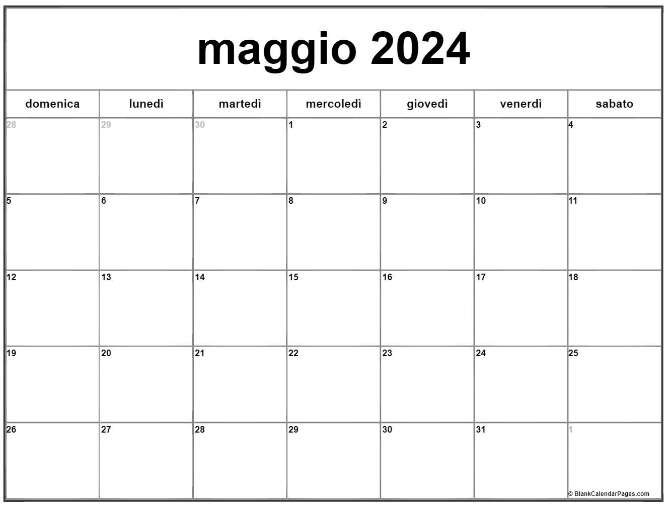 maggio 2024 calendario gratis italiano Calendario maggio