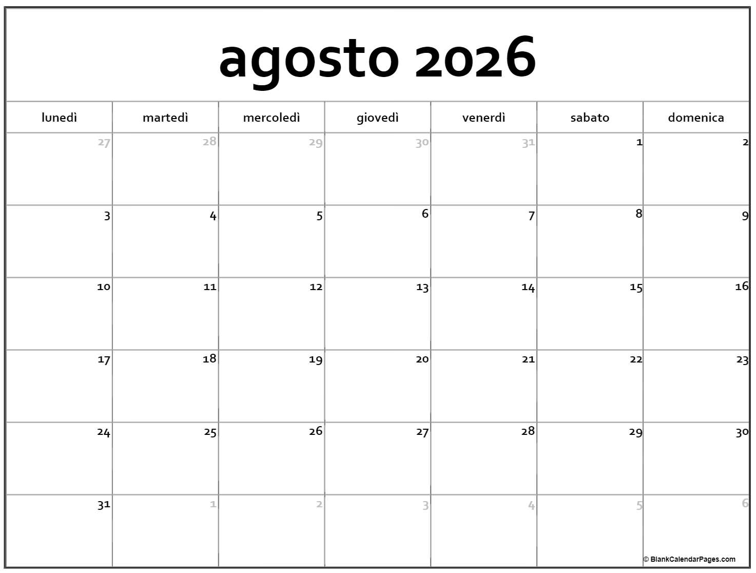 Calendario 2026 Italiano Calendario 2026 Italiano