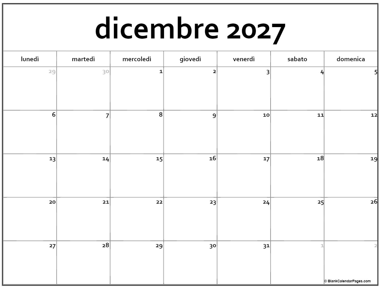 dicembre 2027 calendario