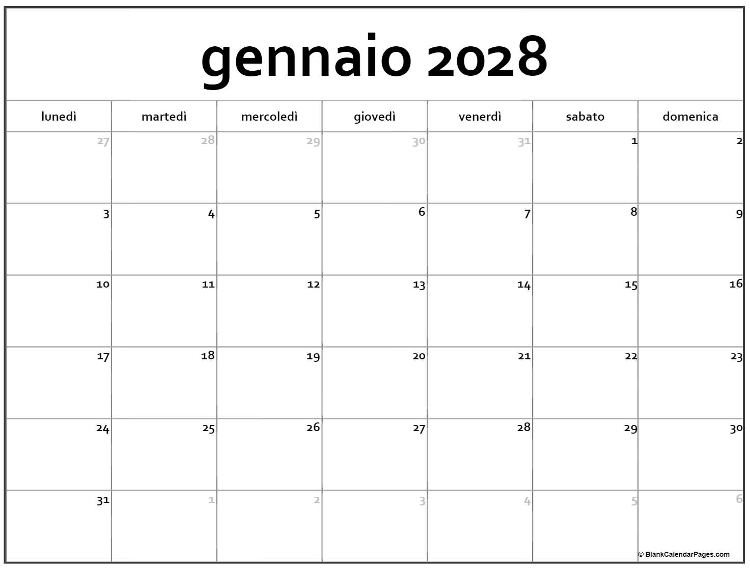 gennaio 2028 calendario