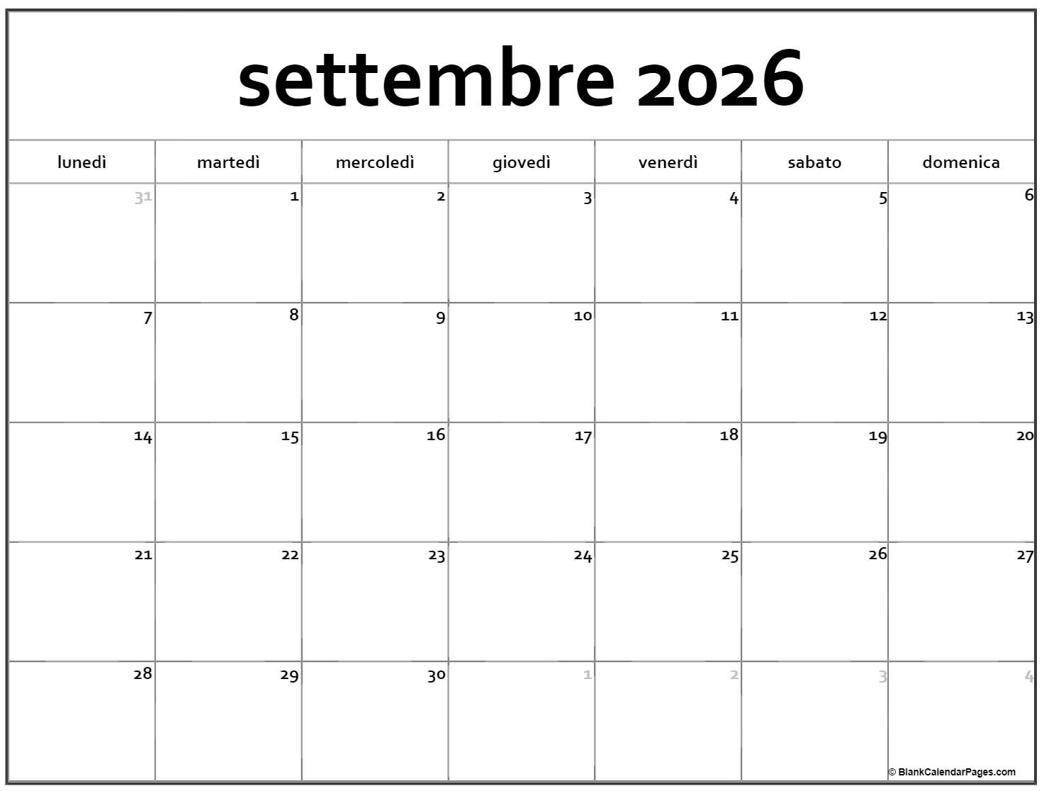 settembre 2023 calendario gratis italiano | Calendario settembre