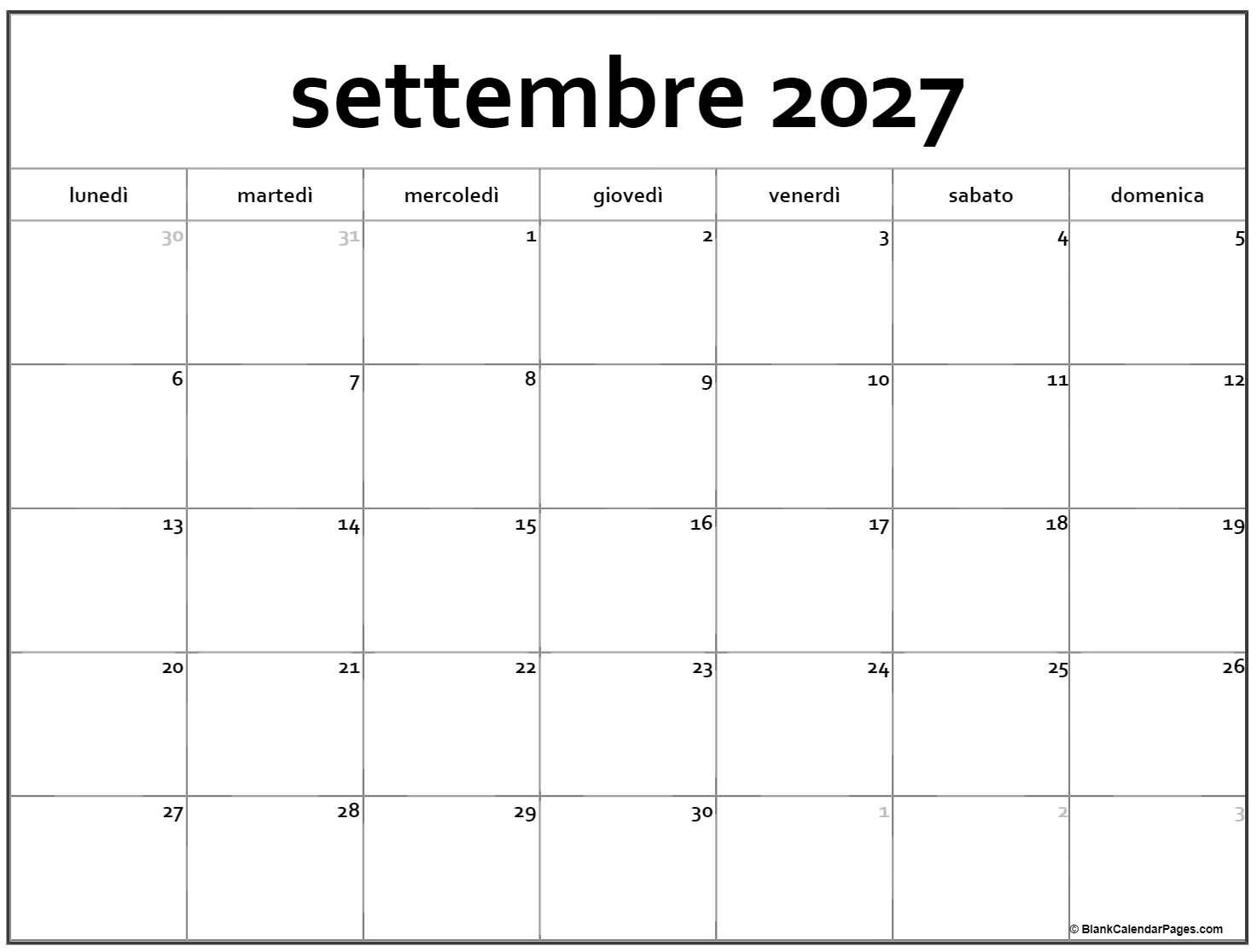 settembre 2027 calendario