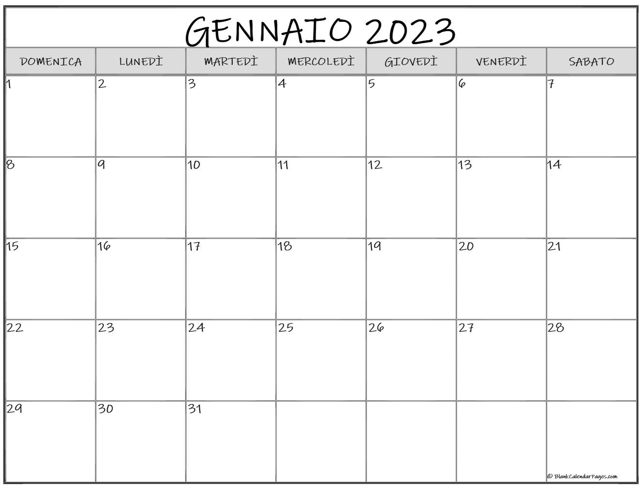 Calendario 2023 mensile da stampare