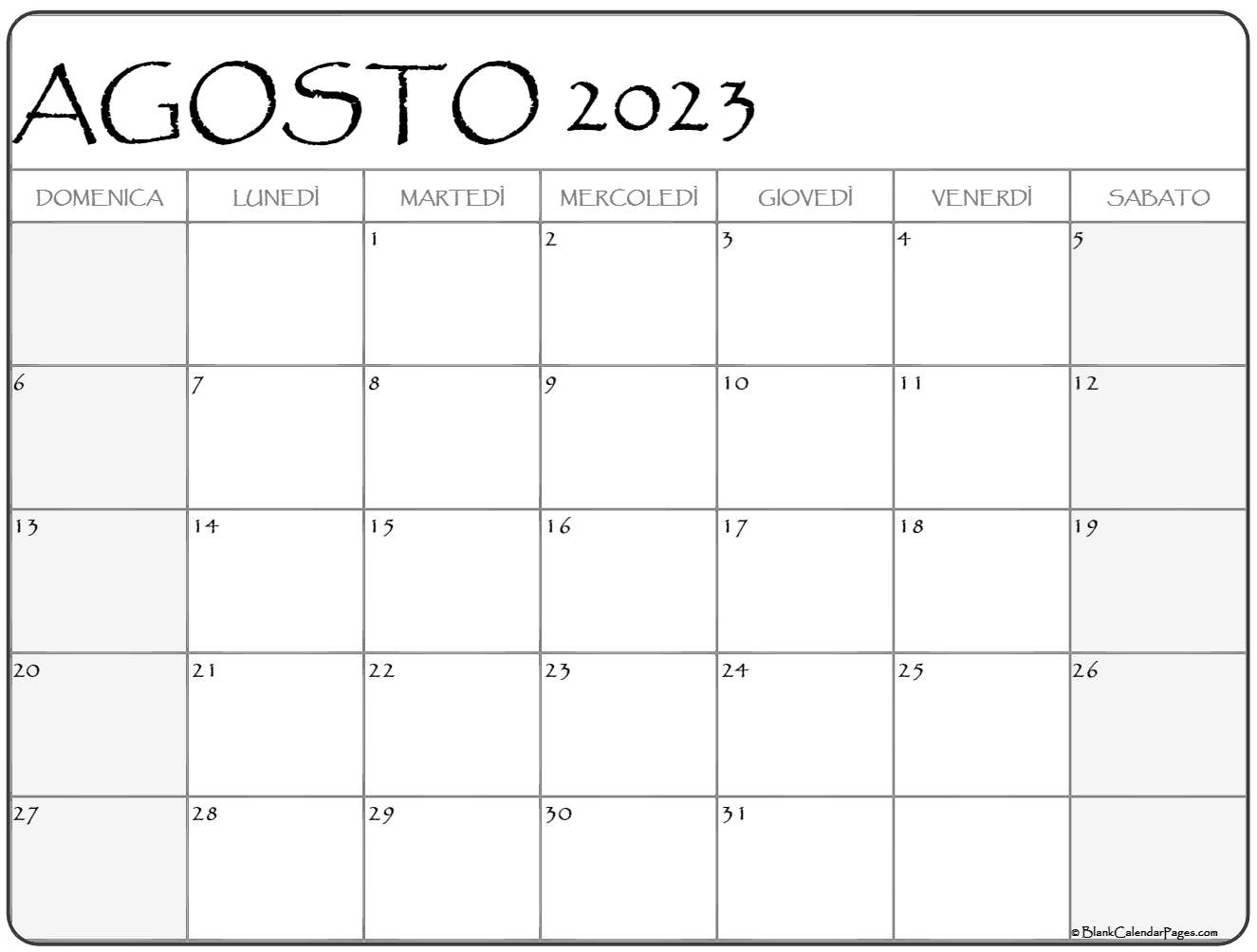 Calendario Agosto 2023 Para Imprimir Pdf Gratis - Reverasite