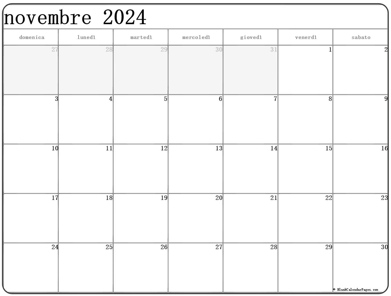 Novembre 2024 Calendario Da Stampare Glori Kalindi