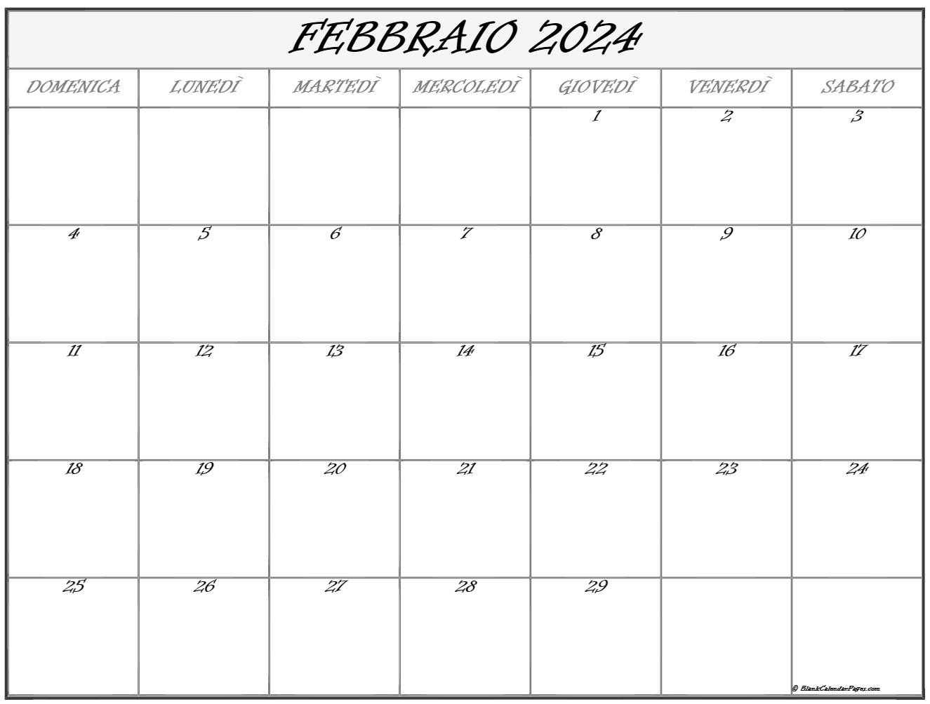 febbraio 2024 calendario gratis italiano Calendario febbraio
