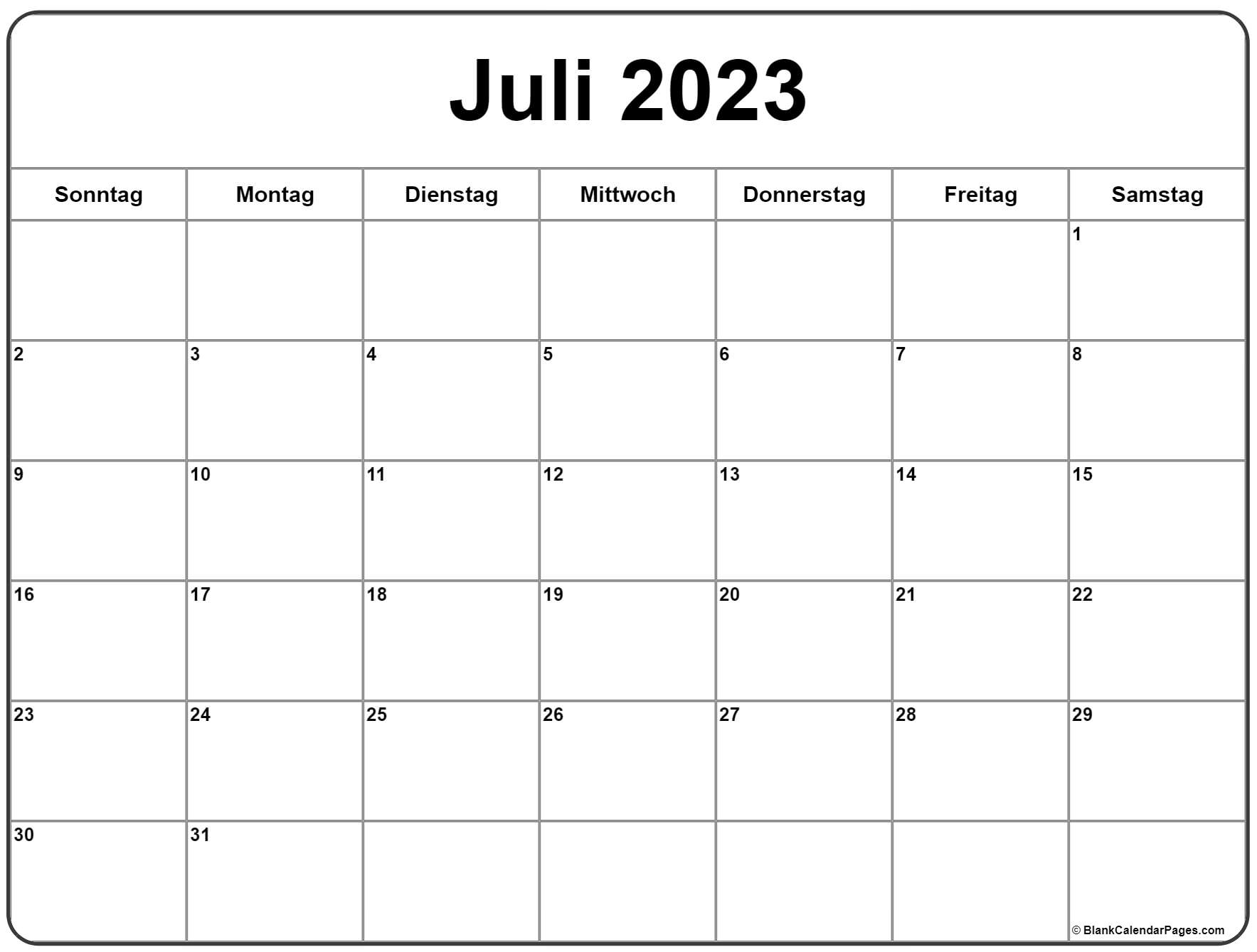 Juli 2023 kalender auf Deutsch kalender 2023