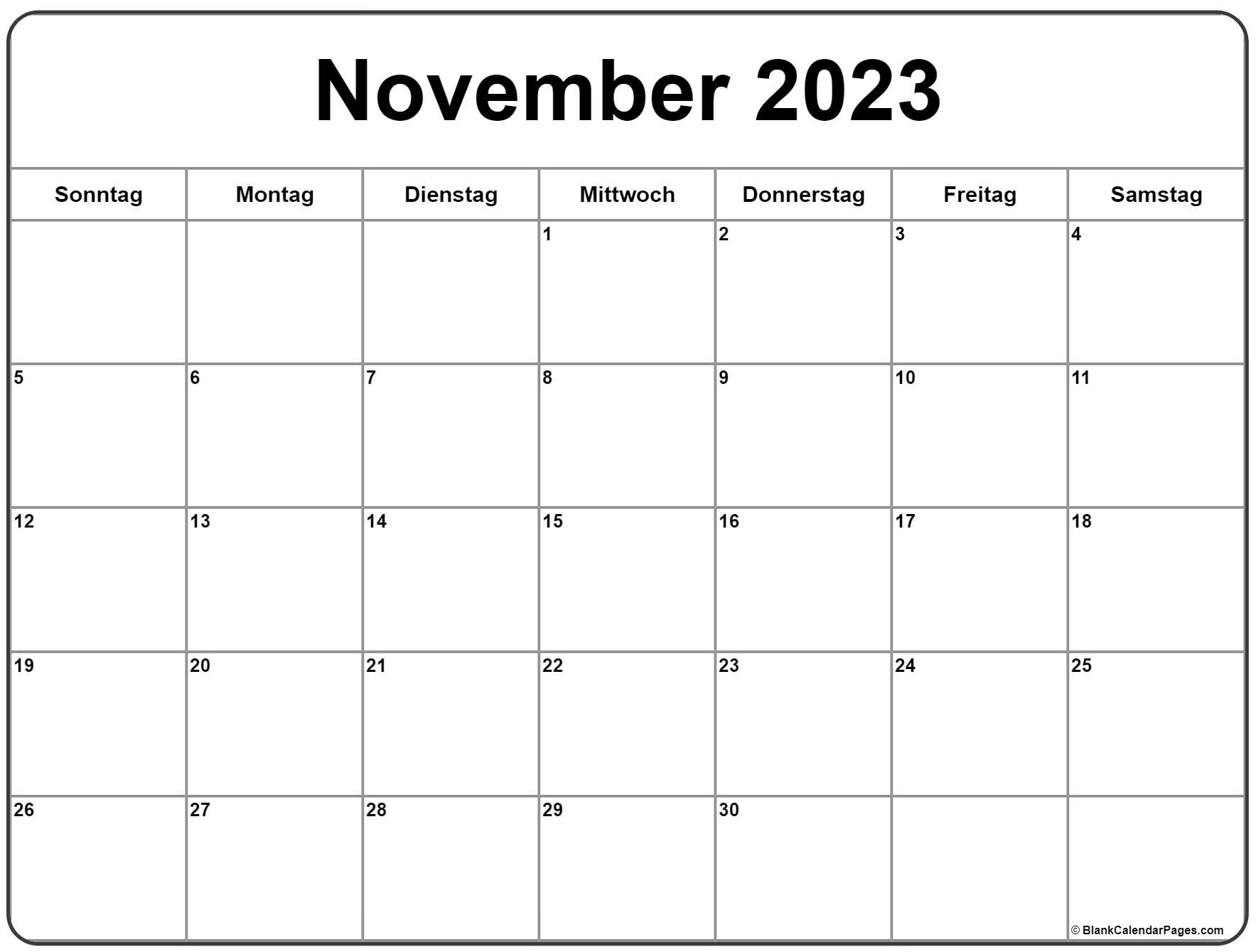 Kalender november 2019 zum ausdrucken