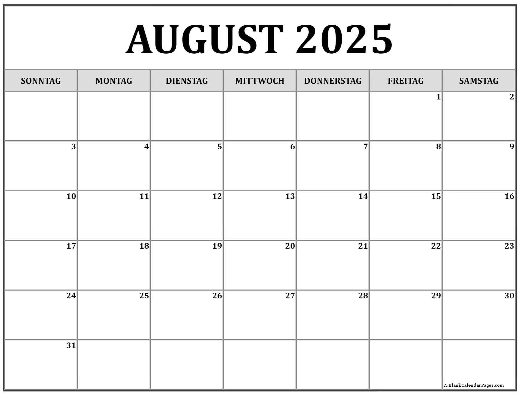 August 2025 kalender auf Deutsch  kalender 2025