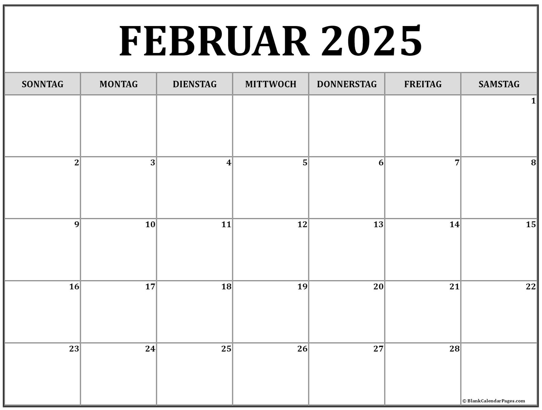 Februar 2025 kalender auf Deutsch  kalender 2025