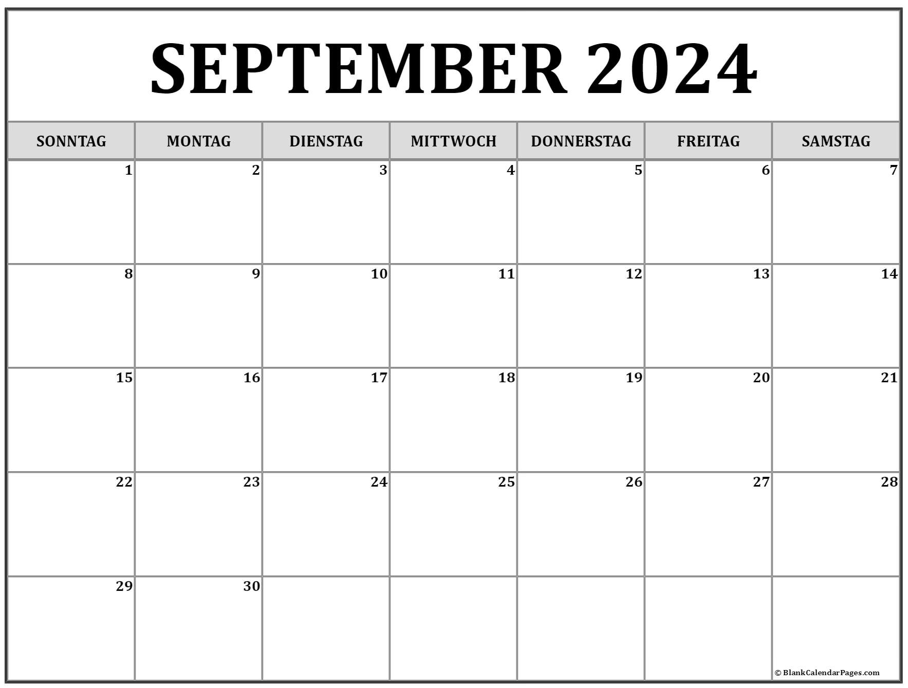 September 2024 kalender auf Deutsch kalender 2024