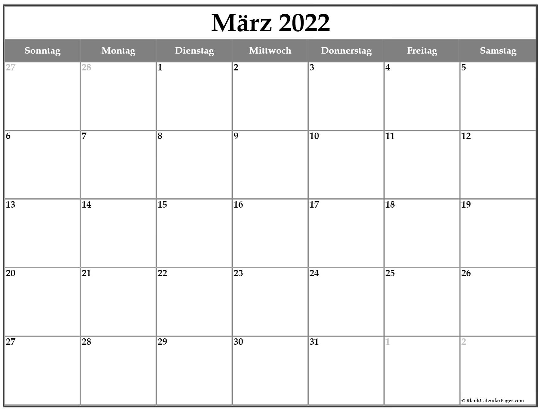  M rz  2022  kalender  auf Deutsch kalender  2022 