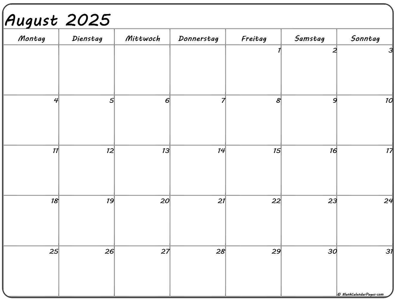 August 2025 kalender auf Deutsch  kalender 2025