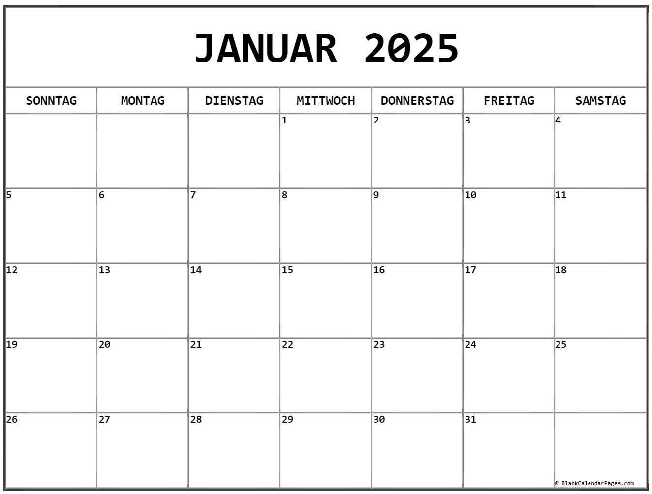 Januar 2025 kalender auf Deutsch  kalender 2025