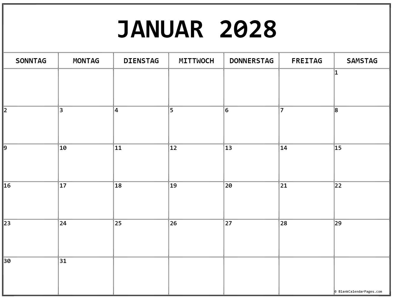 Januar 2028 kalender