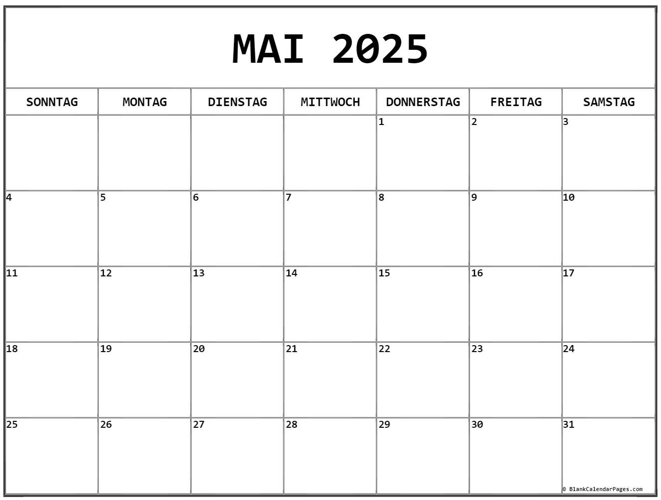 Mai 2025 kalender auf Deutsch  kalender 2025